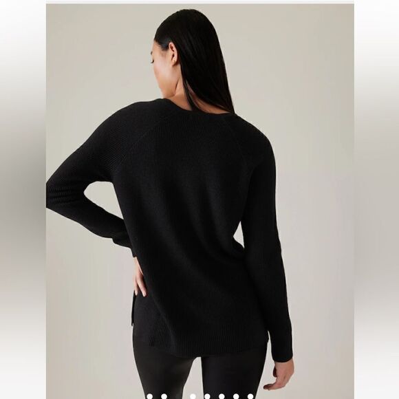 Athleta- Women’s Black Hanover Refined V-Neck Wool Blend Sweater, Size XL - Picture 8 of 16